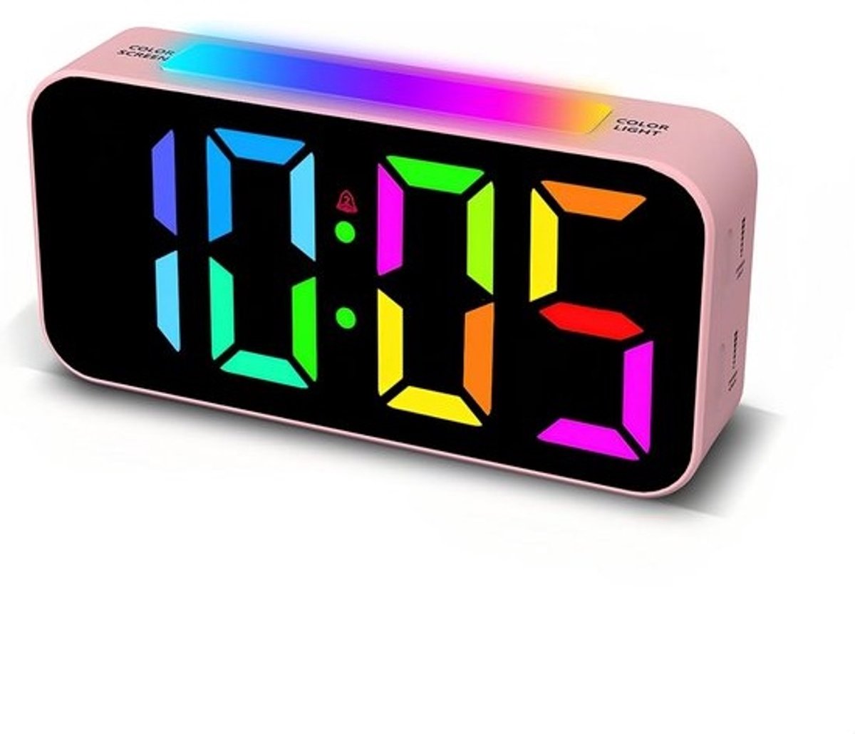 Digitale Wekker met RGB Licht, Groot Display, Snooze en Instelbaar Volume - Roze