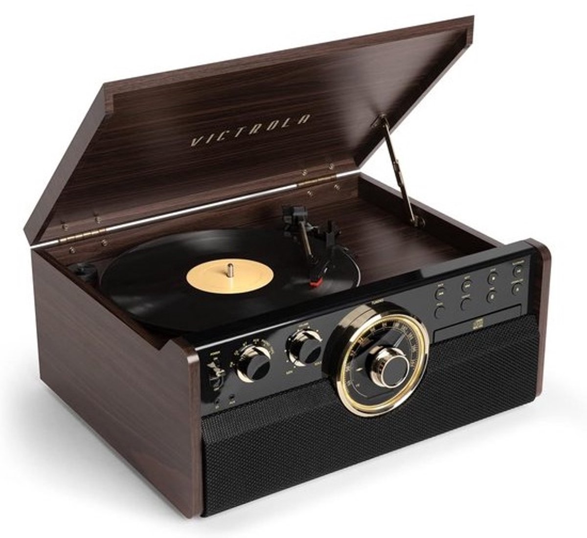 6-in-1 Platenspeler met Bluetooth, Radio, CD- en Cassettespeler - Ingebouwde Speakers