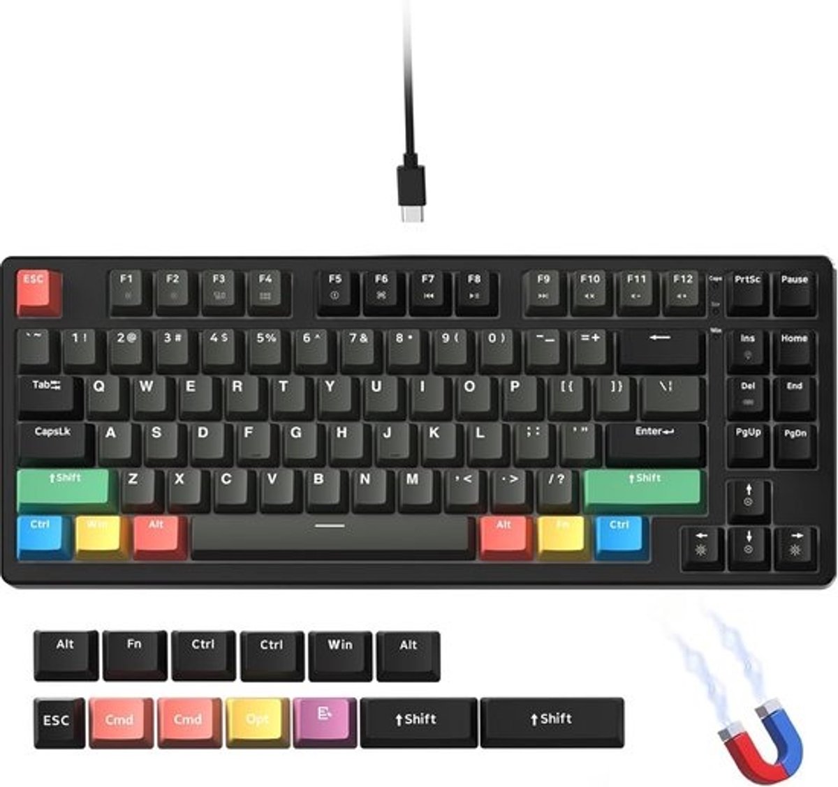 75% Mechanisch Gaming Toetsenbord met Rapid Trigger en Instelbaar Drukpunt - Bedraad, Zwart
