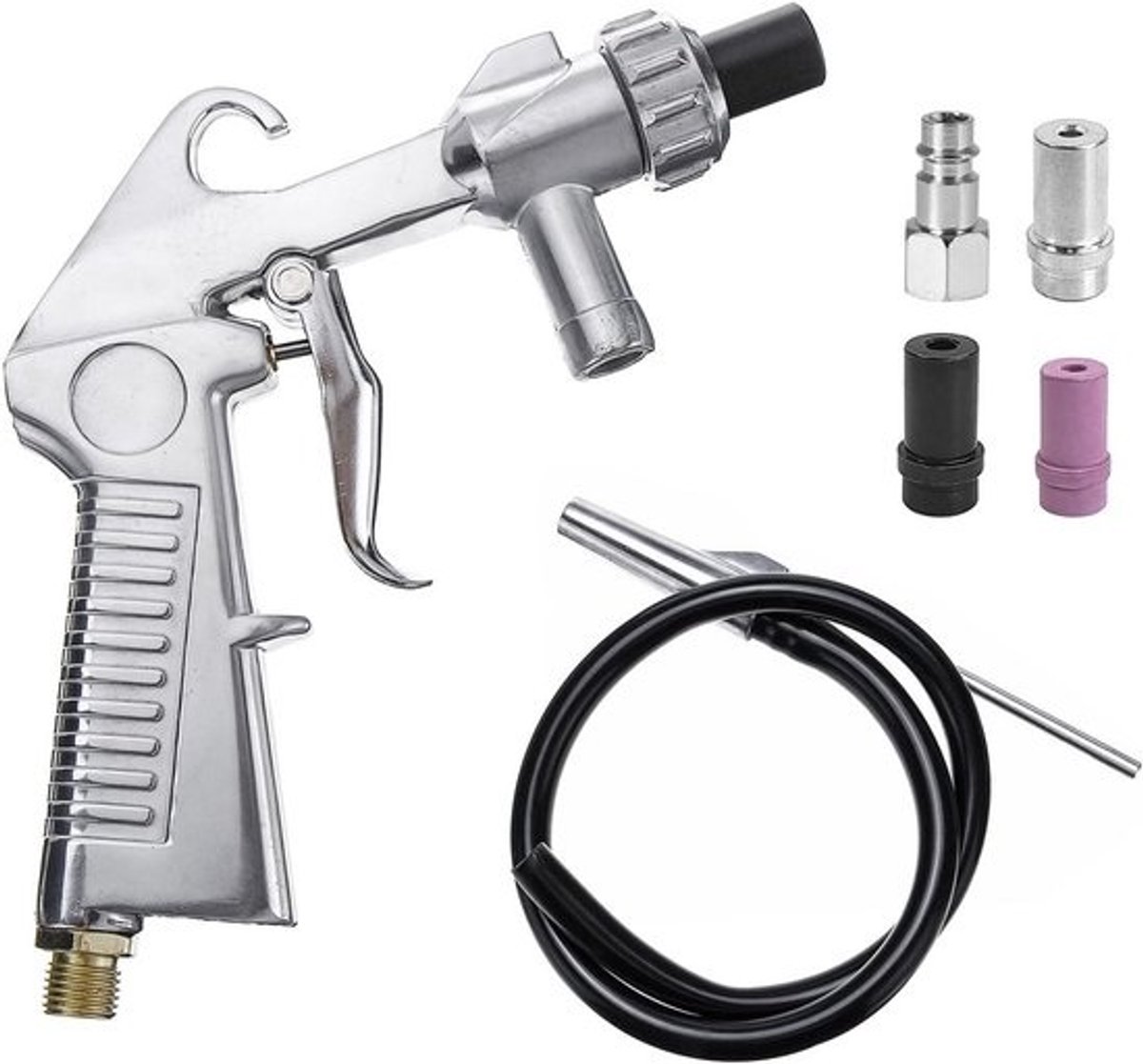 Zandstraalpistool Set 6-Delig met Keramische en IJzeren Mondstukken voor Perslucht