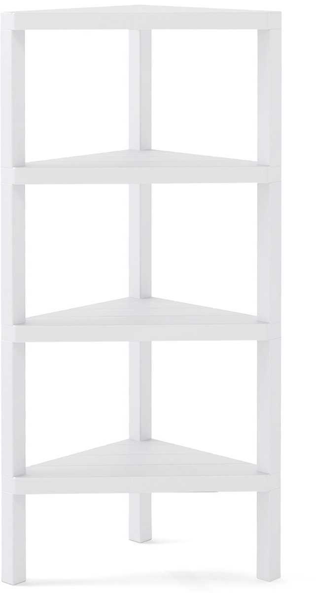 SureDeal® - Boekenkast - Hoekrek Laags Hoekboekenkast - Open Lattenrekken Vrijstaande - 46x33x99 cm - Wit