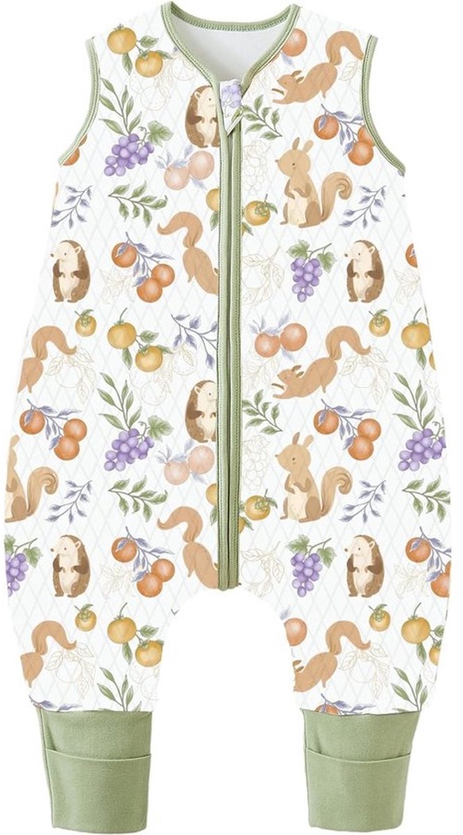 Babyslaapzak met voeten - Trappelzak katoen - Warm en veilig slapen - 1.5 TOG ademend - 70 cm - Eekhoorn patroon