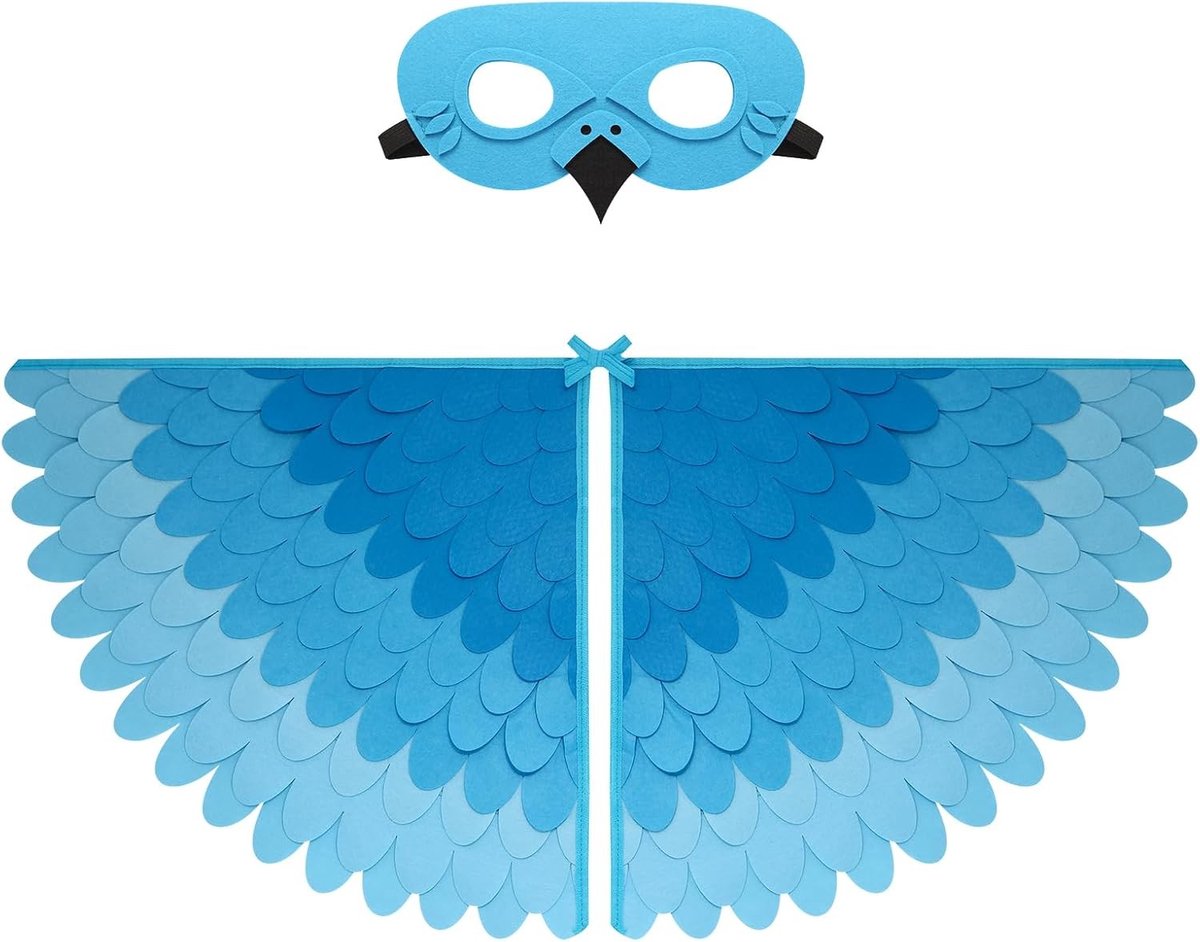 Kinderen Kostuum Set met Vogelvleugels en Masker voor Halloween, Geschikt voor Jongens en Meisjes van 3 tot 8 Jaar, Inclusief Uil en Pauw Design, Feestkleding en Verkleedkleding