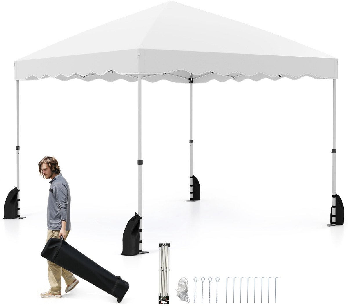 SureDeal® - Partytent - Paviljoen - Draagtas Waterdichte Opvouwbare - Windtouwen Tuinzelt Wit - 300x300x266 cm - Wit