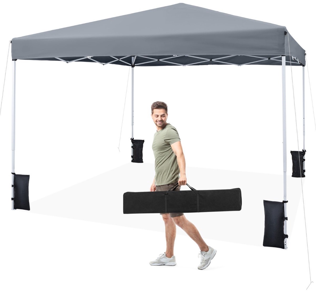 SureDeal® - Partytent - Pop Paviljoen Tuinpaviljoen - Hoogte Verstelbare Stangen - 290x290x230 cm - Grijs