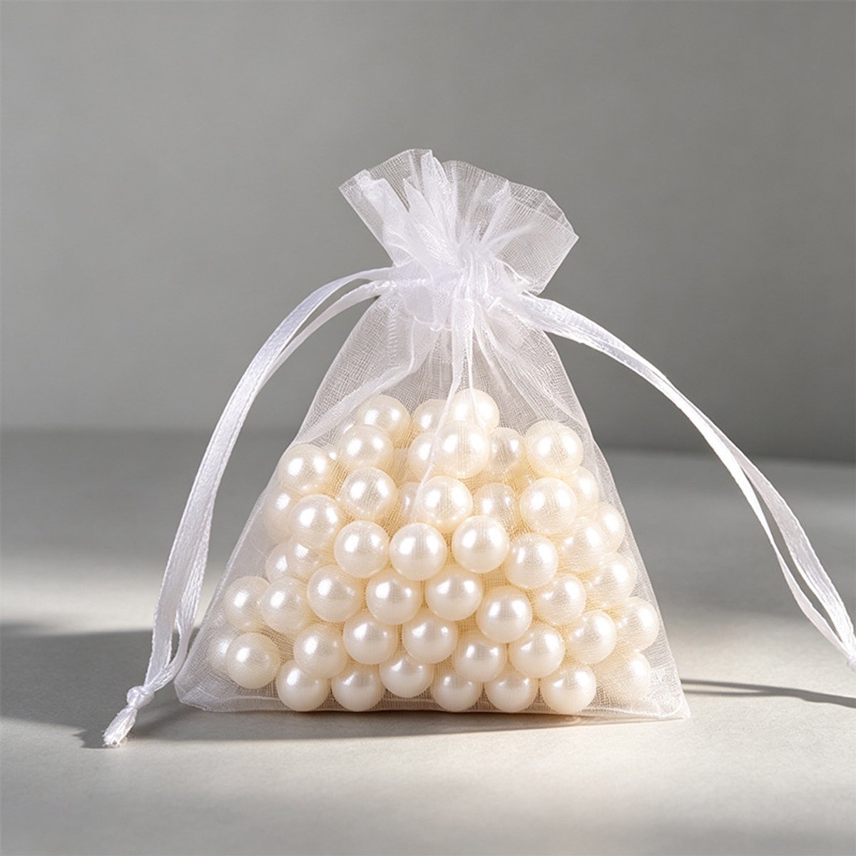 Verpakking van 50 geschenkzakjes, geschikt voor bruiloften, netverpakkingen voor sieraden.-Wit-9*12cm