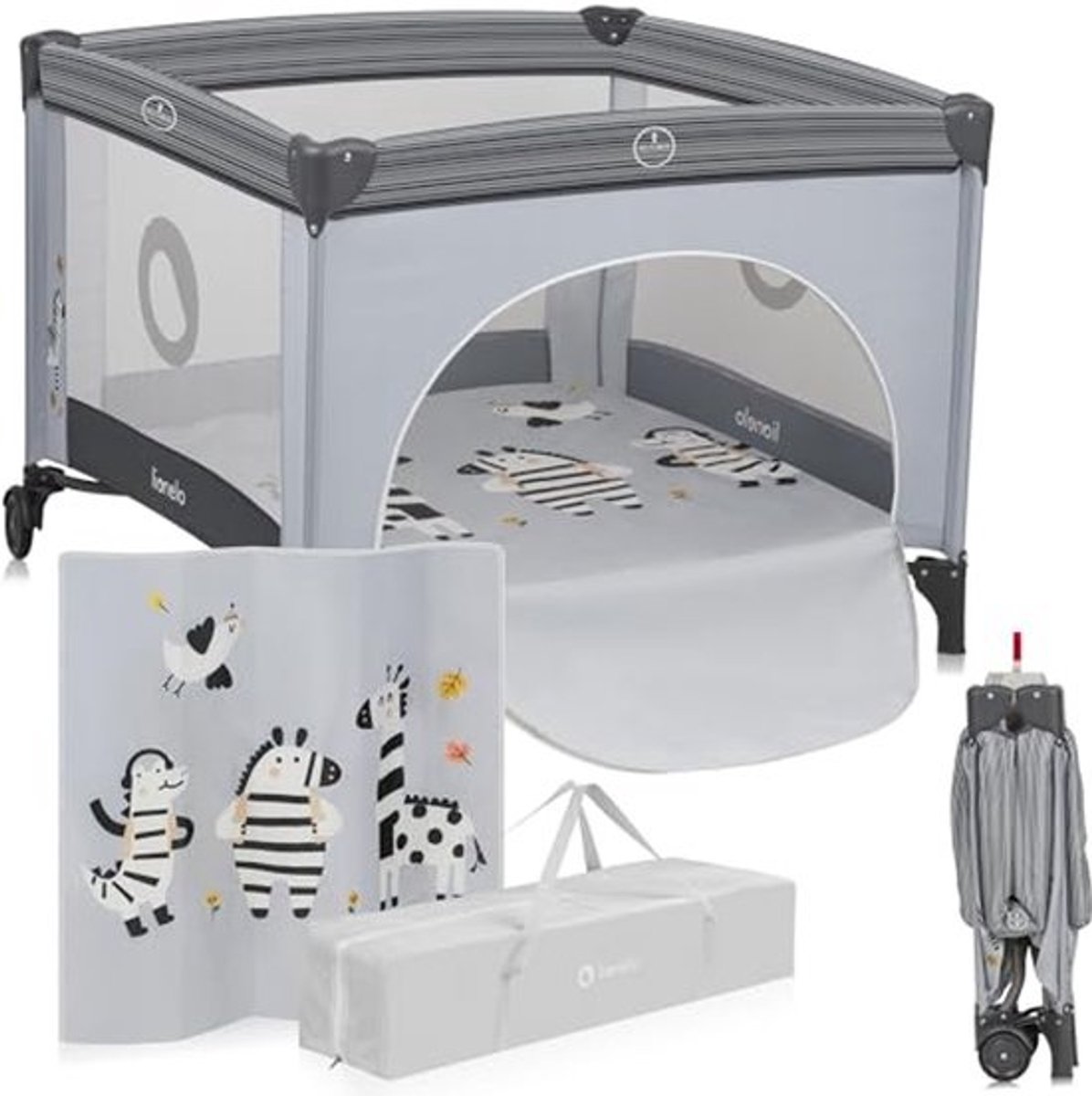 Opvouwbare Kinderbox met Matras voor Baby's en Peuters - Veilig Speelbed tot 15 kg - Ademend Gaas en Ritsingang