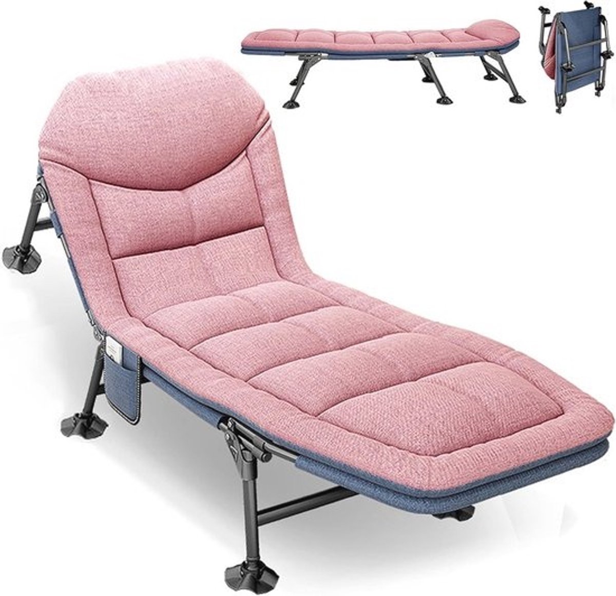 Inklapbaar Karperligbed voor Buiten, Draagbaar Campingbed met 6 Poten, Perfect voor Tuin, Strand en Kamperen - 210 x 68 cm