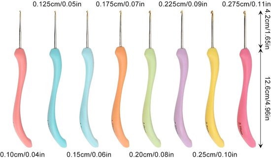 Ergonomische haaknaaldenset met comfortabele handgrepen voor beginners, ideaal voor haken, breien en creatief garenwerk — afbeelding 3