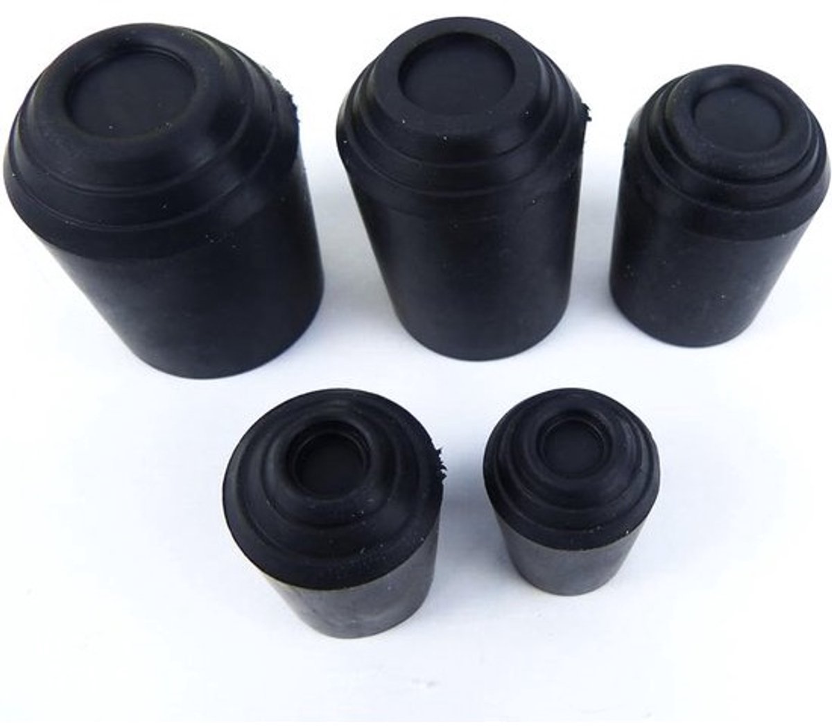 Wandelstok Doppen - Ondersteuning Voeten - Extra Stabiliteit - Zwaar Rubber Materiaal - 16mm Binnendiameter - Zwart