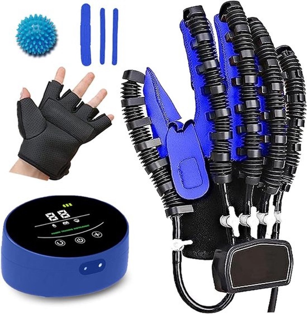 Revalidatie Handschoen - Vingertrainer Hand - Functie Herstel - Zelfstandige Therapie - Rechts M - Blauw