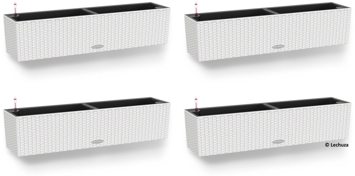 LECHUZA Bloembak BALCONERA Cottage 80 wit - set van 4
