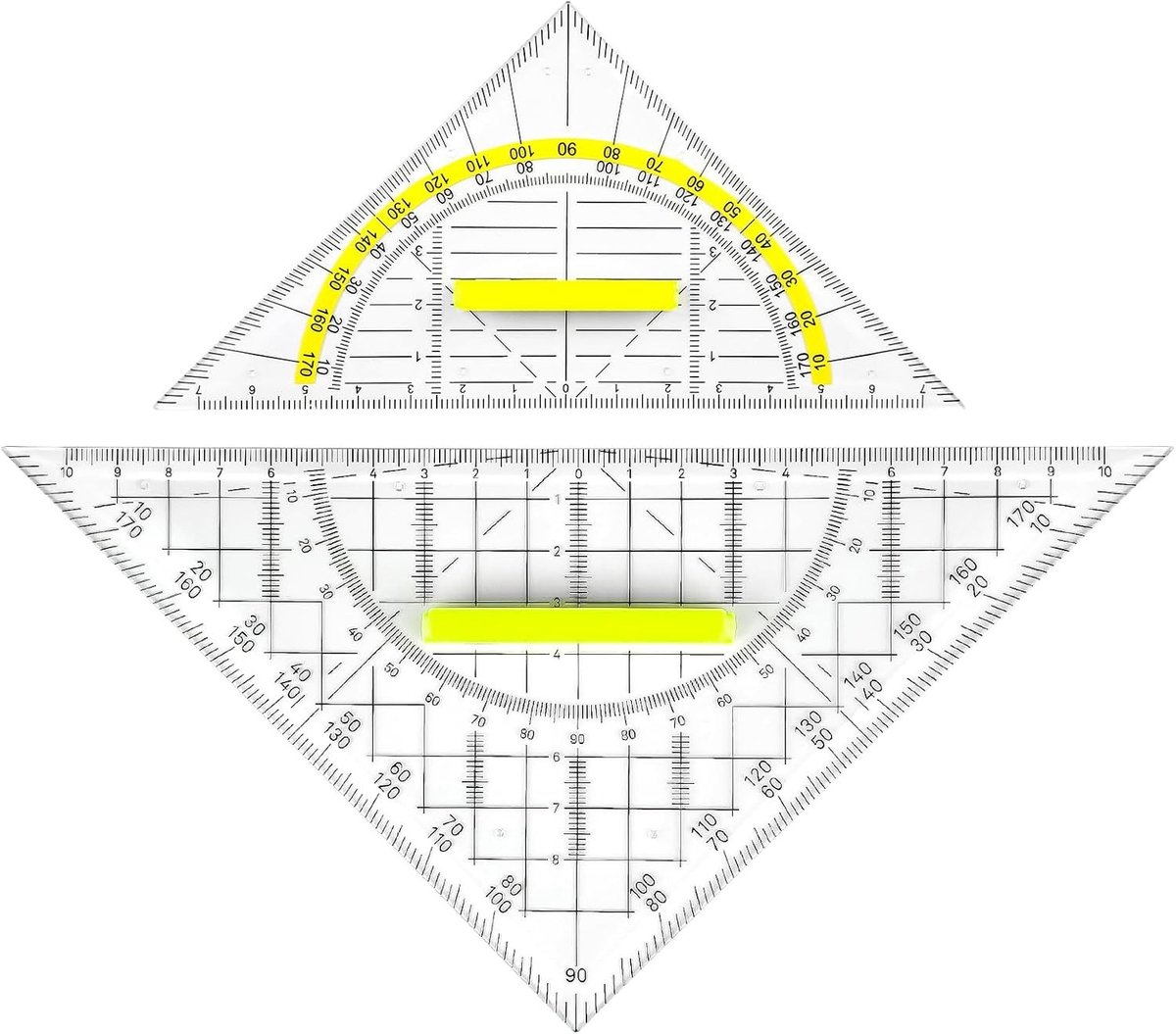 Geometrische driehoekset voor technisch tekenen, wiskunde en kunst - Flexibele driehoeken van 16 cm en 22 cm voor nauwkeurige metingen en ontwerpen