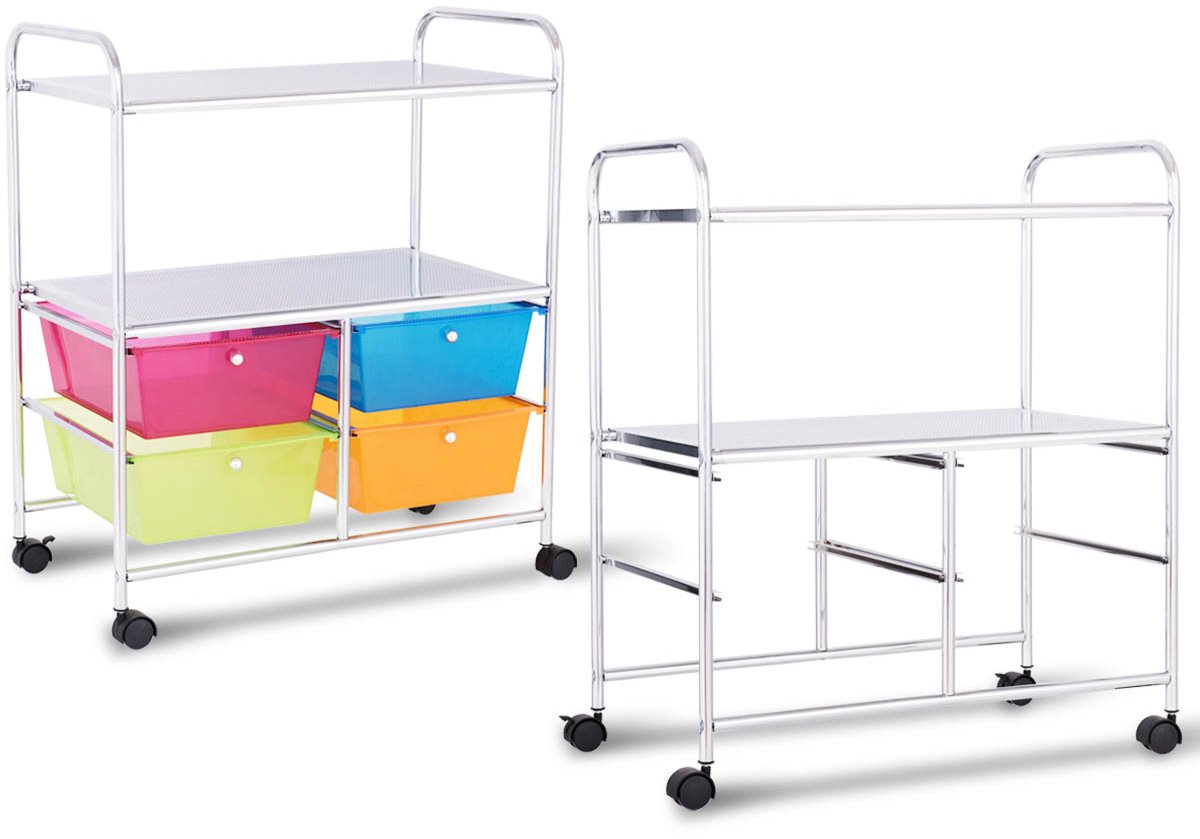 SureDeal® - Kantoorartikel - Trolley Lades Badkamer - Wielen Kleurrijk - 58,5x37x75 cm - Als foto's
