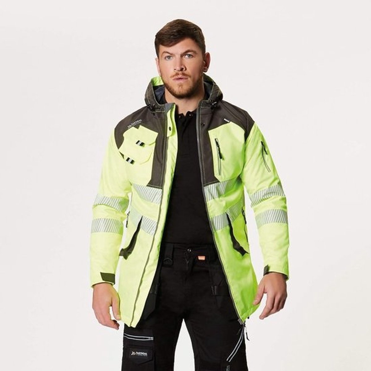 Professionele Hoge Zichtbaarheid Parka Jas XXL - Waterdicht Ademend Veiligheidsjack Geel/Grijs