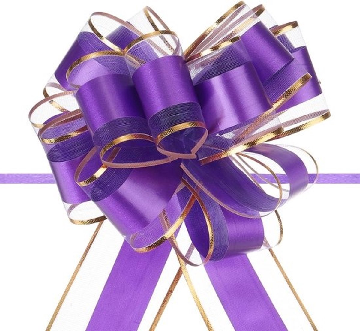 10x Grote Paarse Trekstrikken met Gouden Rand - Cadeaustrikken voor Cadeauverpakking en Decoratie