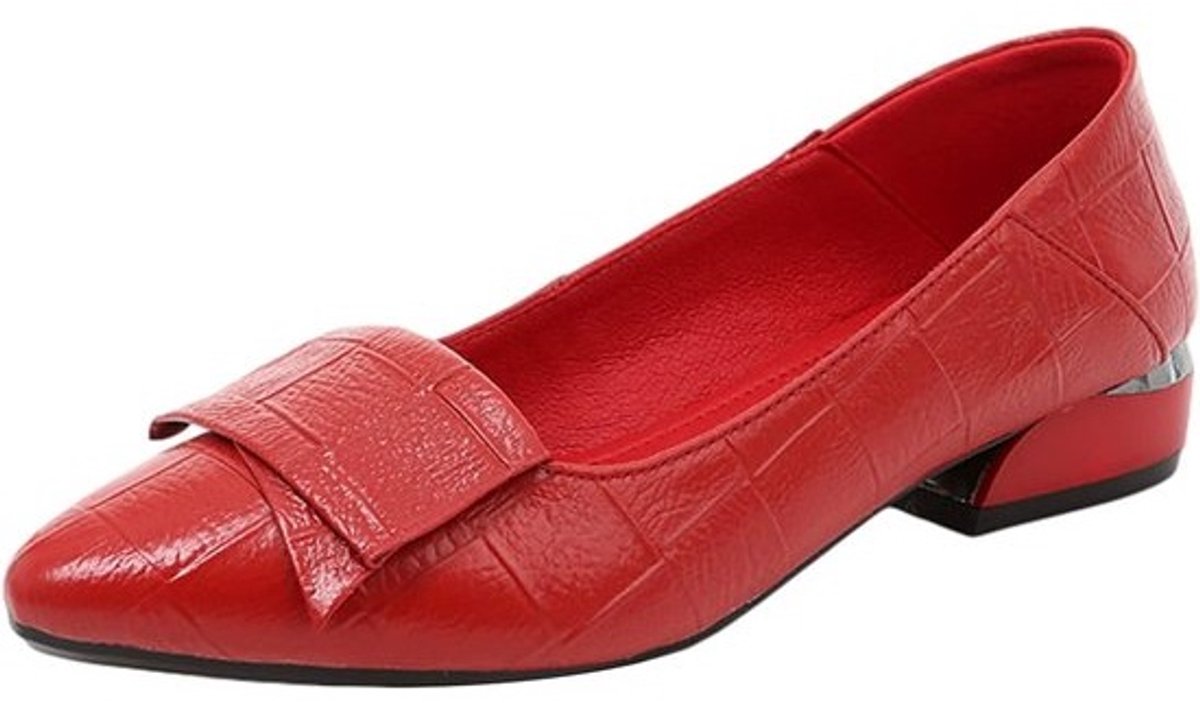Dames Pumps Blokhak Ruit Patroon Puntige Teen Zachte Zool Comfortabele Schoenen
