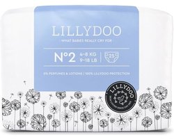 LILLYDOO Luiers Maat 2 voor Baby's 4-8 kg - 25 Stuks - Zacht & Huidvriendelijk - FSC Mix