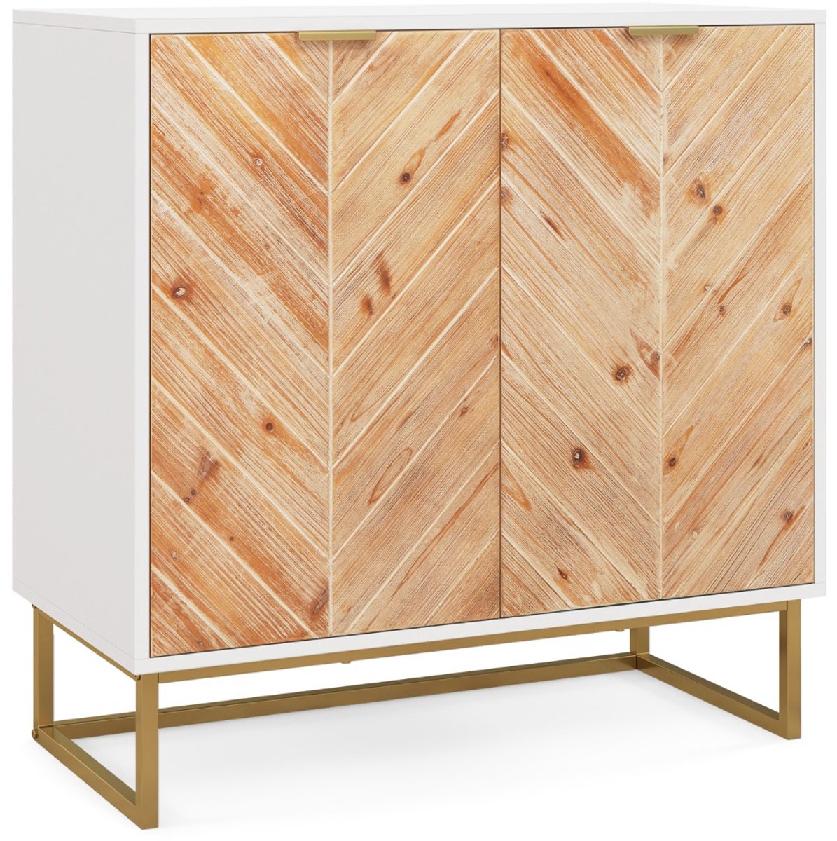 SureDeal® - Buffetkast - Dressoir Opbergkast - Deuren - Plank Consoletafel - Metalen Poten Bijzetmeubilair - 80x40x80 cm - Wit