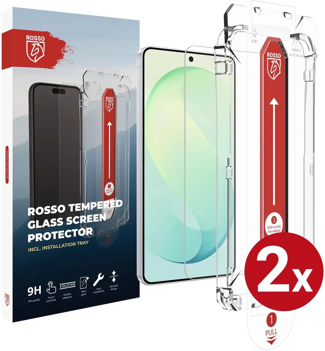 2-Pack Rosso Screenprotector Geschikt voor Samsung Galaxy S26 FE | 9H Tempered Glass | Beschermglas | Case Friendly | Met Installatietray | Geen luchtbellen & stof | Eenvoudige montage | 2-Pack