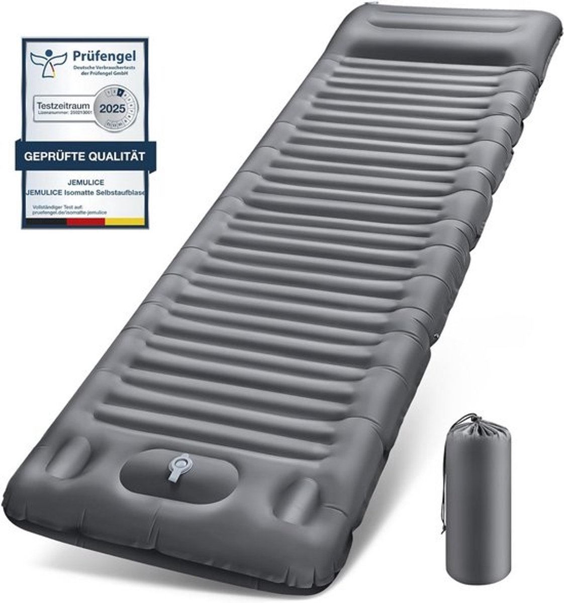 Zelfopblazend Luchtmatras 12 cm - Campingmat met Voetperspomp en Kussen, Compact en Waterdicht