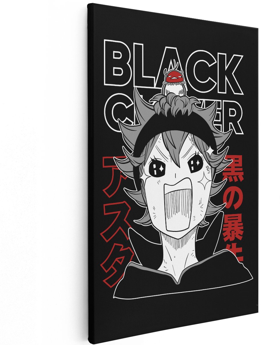 Artaza Canvas Schilderij Asta - 120x180 cm - Groot - Wanddecoratie Black Clover Anime - Muurdecoratie Jongenskamer - Schilderijen Op Canvas Zwart Wit