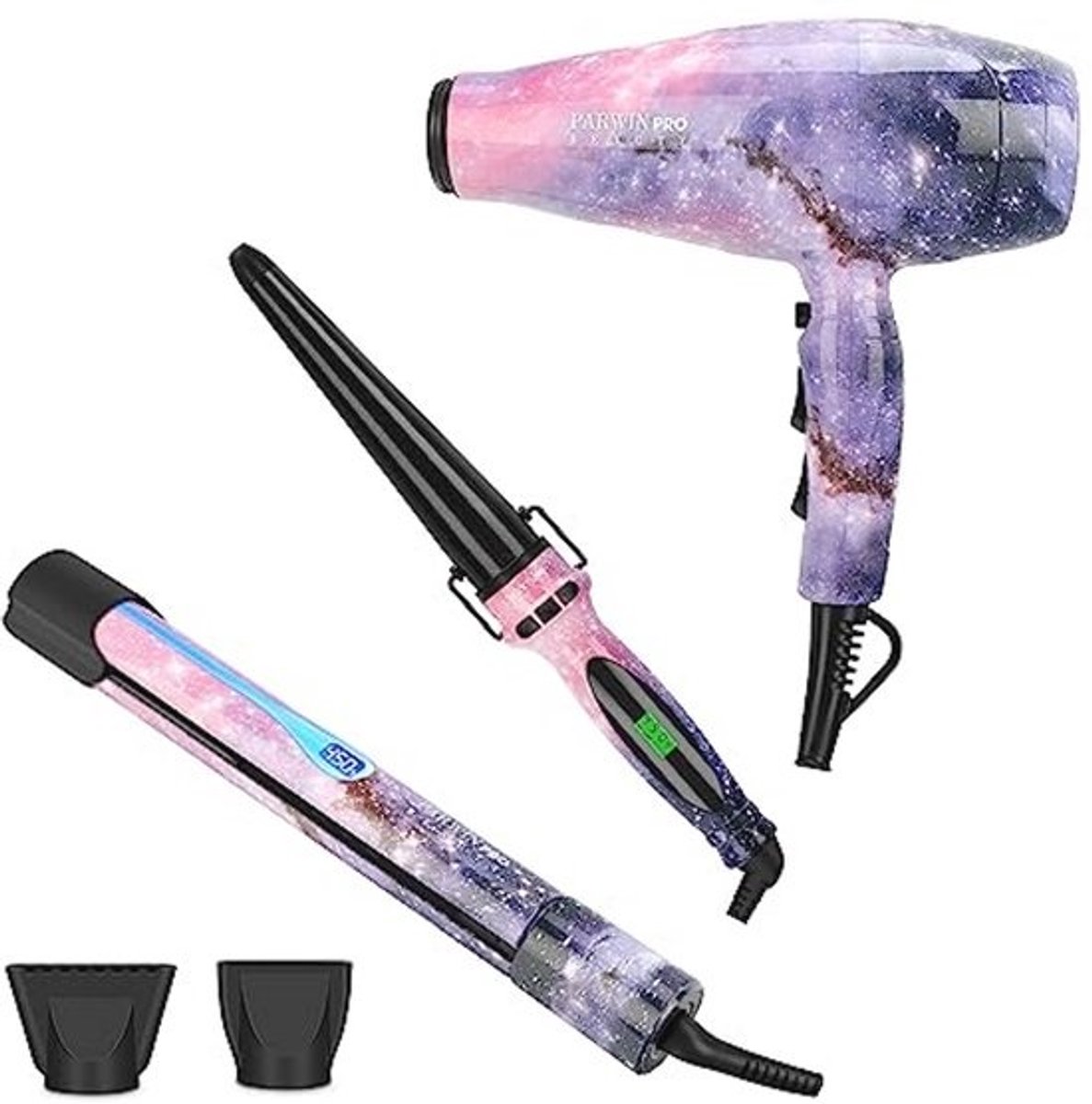 3-in-1 Föhn en Styltang Set voor Vrouwen - Haarstyling met Ionen Technologie voor Gladde en Krullende Haartypes