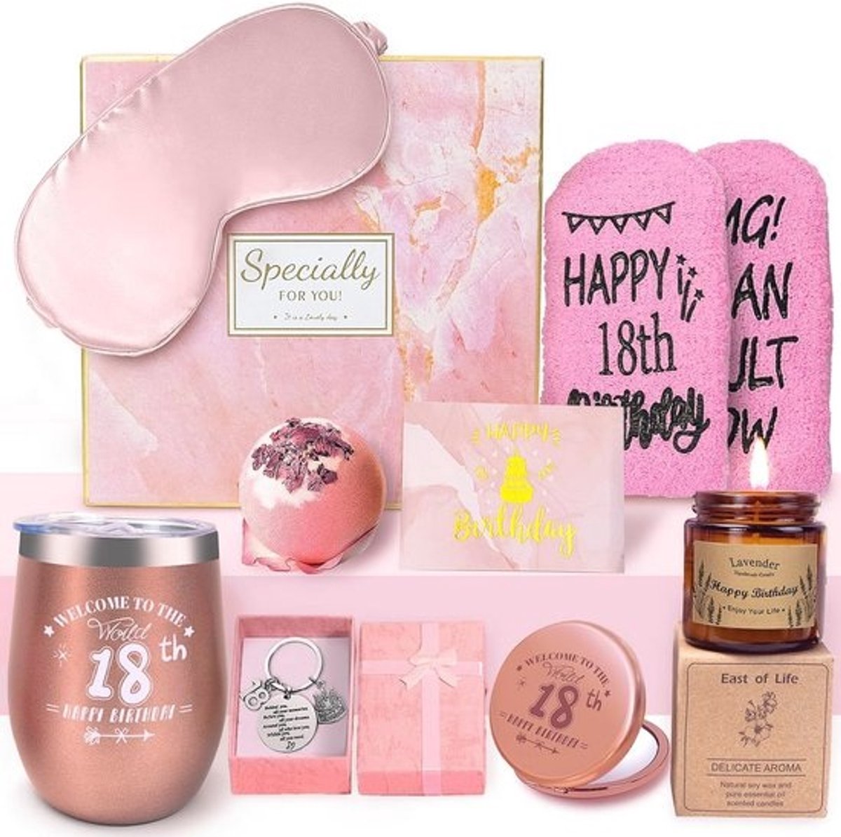 18e Verjaardag Cadeaus voor Vrouwen, Verwen Set voor Haar, Ideale Cadeau-ideeën voor 18-jarige Vrienden, Zussen en Dochters