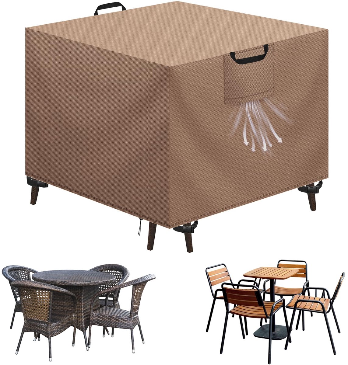 Beschermhoes voor tuinmeubelen 90x90 cm - Oxford-stof 420D - waterdicht en uv-bescherming - ShopVlot