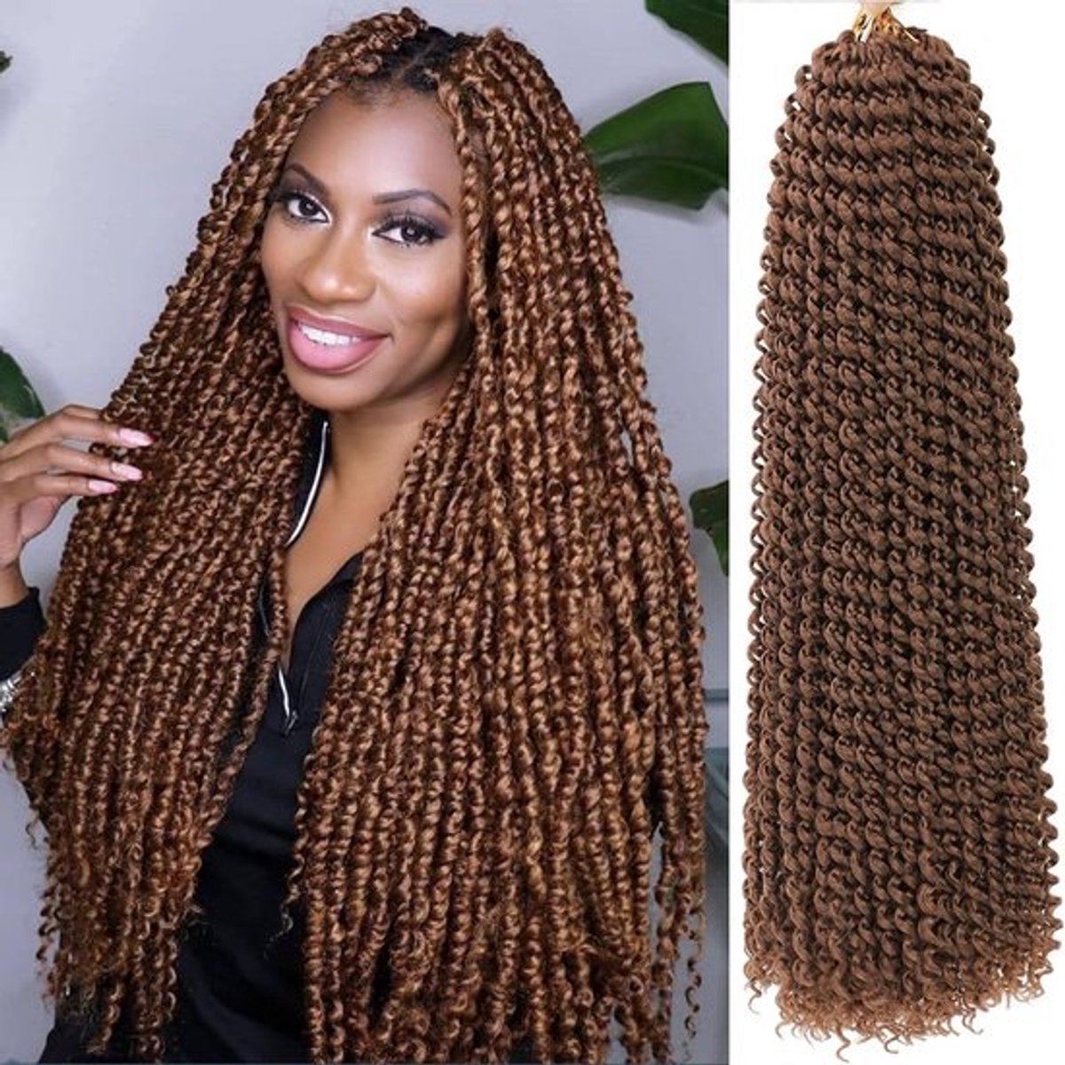 61 cm Passion Twist Vlechten Haar - Krullend Synthetisch Watergolf Haarextensie (8 Bundels)
