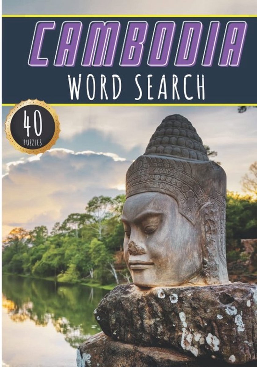 Cambodja Puzzelboek: Woordzoeker en Woord Kriebel met 40 Puzzels voor Volwassenen en Kinderen