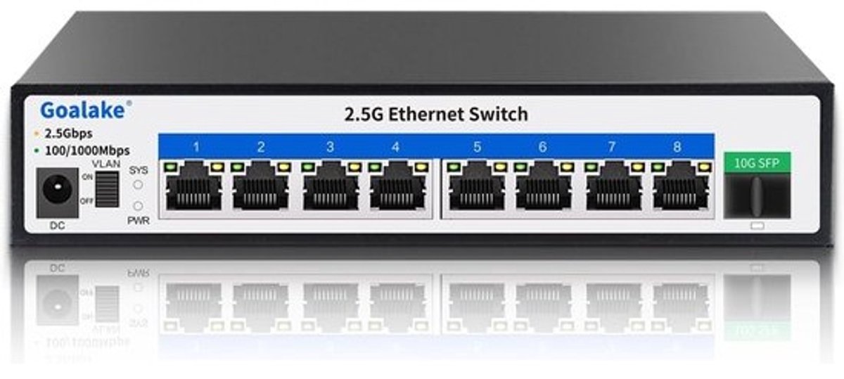 Ethernet Switch - Netwerk Hub - Snelle Data Overdracht - 9 Poorten 2.5G SFP