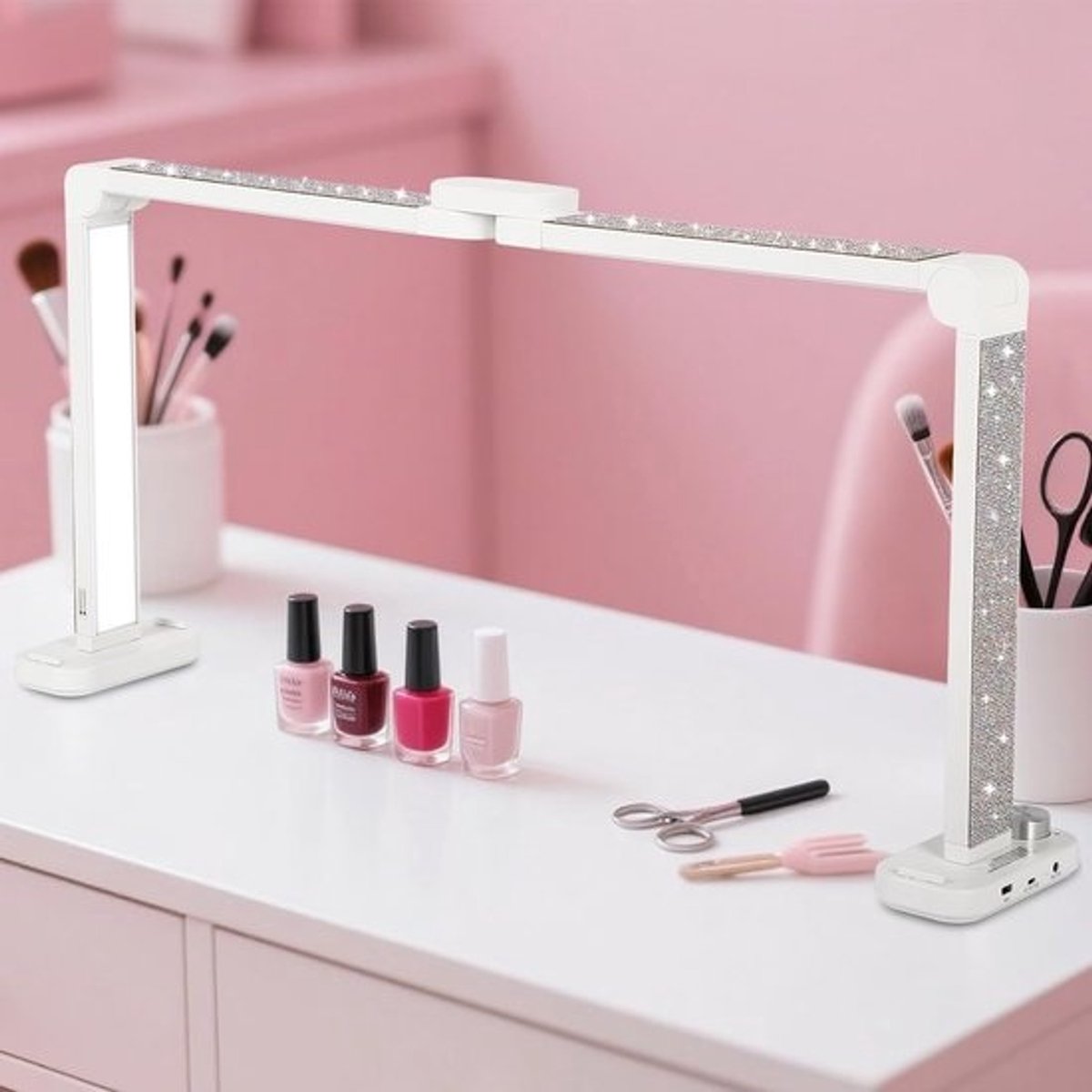 Opvouwbare Halvemaan LED Lamp 86cm voor Nagelstudio, Manicure & Tattoo Werk - Dimbaar Licht, Kleurinstelling