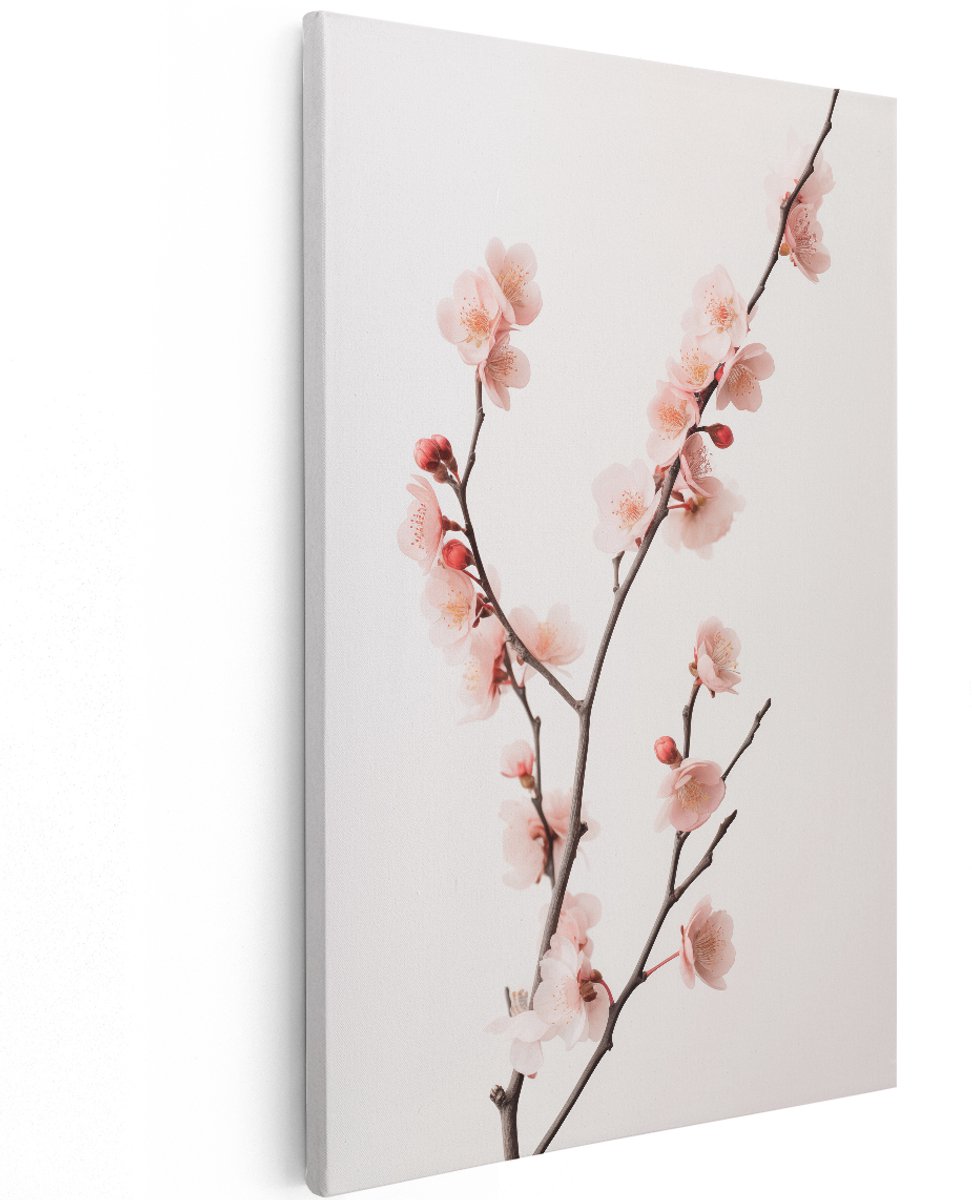 Artaza Canvas Schilderij Bloesem - 120x180 cm - Groot - Wanddecoratie Japandi - Muurdecoratie Roze Bloemen - Decoratie Woonkamer - Schilderijen Op Canvas