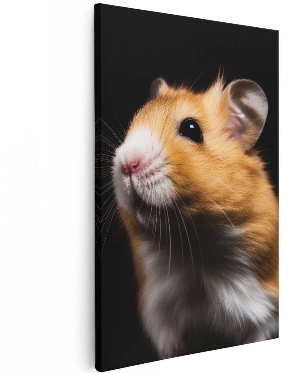 Artaza Canvas Schilderij Hamster - 120x180 cm - Groot - Wanddecoratie Dieren - Muurdecoratie Kinderkamer - Decoratie Syrische Hamster Portret