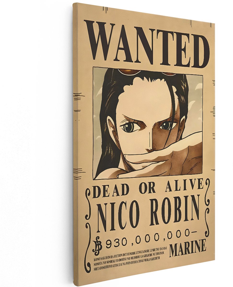 Artaza Canvas Schilderij Nico Robin - 120x180 cm - Groot - Wanddecoratie One Piece - Muurdecoratie Anime Wanted Poster - Decoratie Slaapkamer