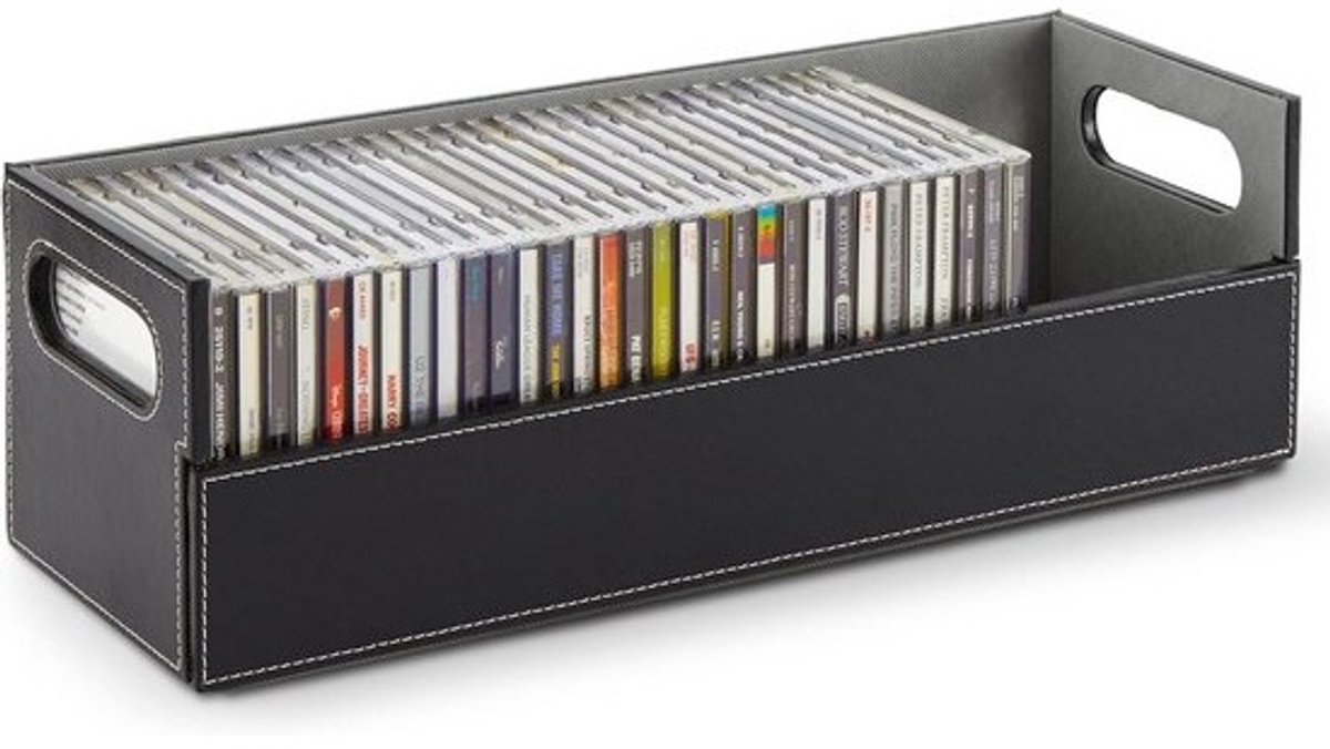 CD-opbergdoos voor tot 40 cd's - dvd-organizer - cassette-opbergbox - imitatieleer zwart