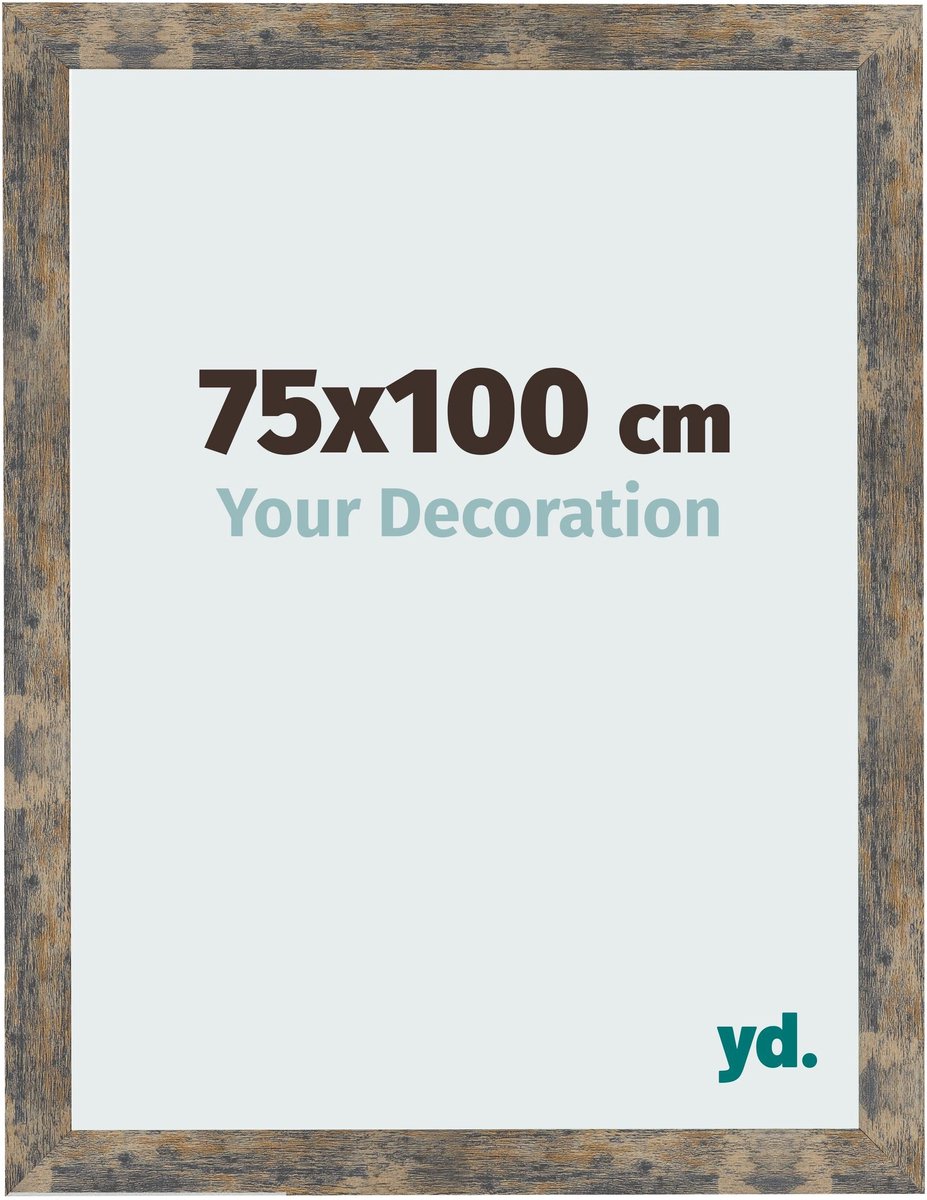 Your Decoration - Fotolijst 75x100 cm - MDF - Blauw Goud Gemeleerd - Bologna