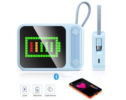 ORICO PC22 – Pixel DIY Powerbank 10000mAh – 22.5W Snellader – 256 LED-pixeldisplay met app-bediening – USB-C (5V/9V/12V) – Reis Powerbanks - Noodpakket - geschikt voor smartphones en tablets - Blauw