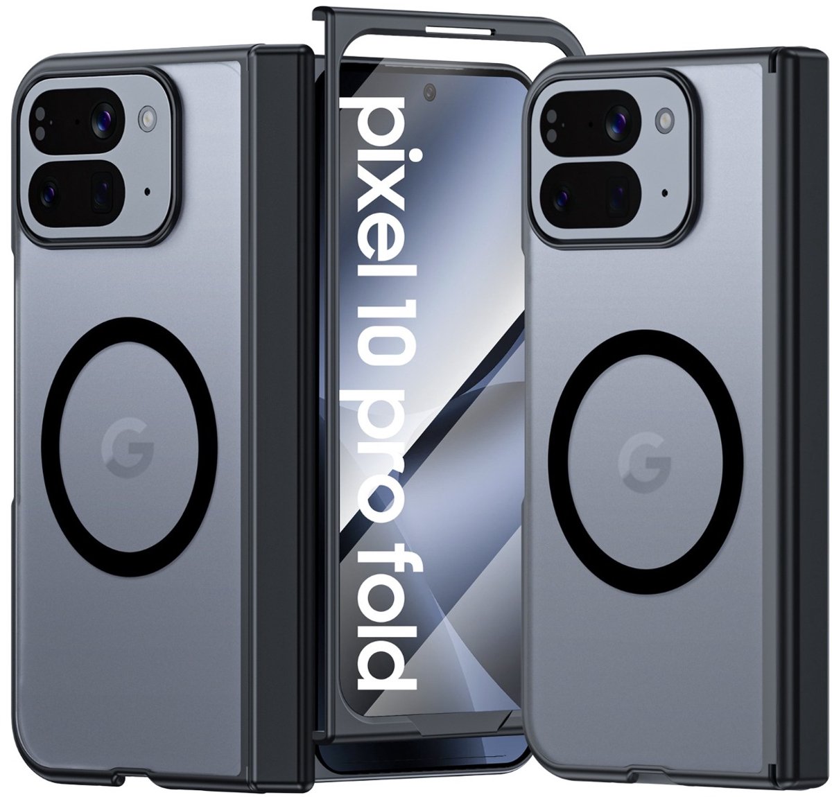 Google Pixel 10 Pro Fold Hoesje met Magnetische Ring & Ingebouwde Screenprotector