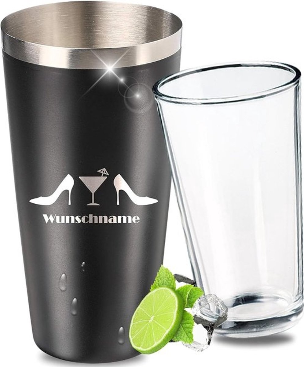 Gepersonaliseerde Boston Shaker 700 ml - Roestvrij Staal met Glas & Gravure - Antislip, Cadeau
