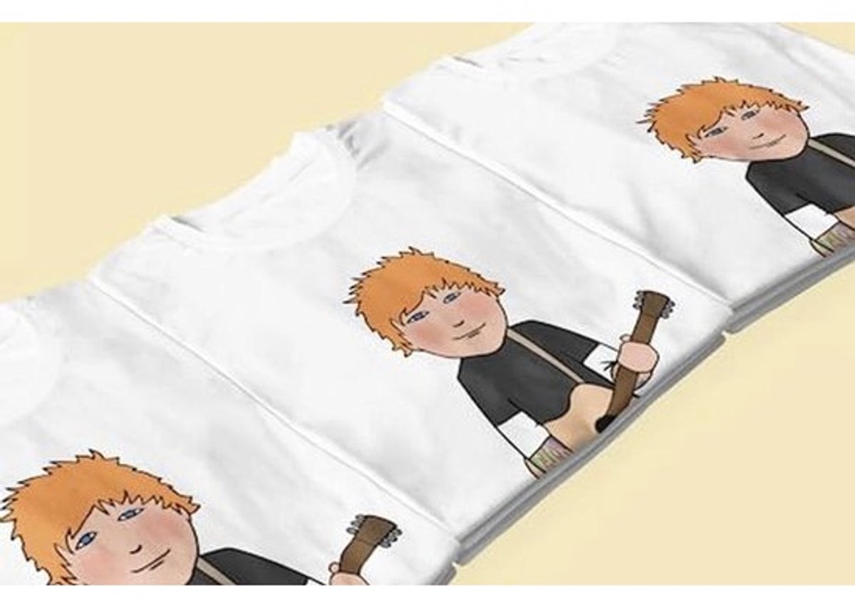 Organic Katoenen T-Shirt voor Jonge Muziek Fans - Handgetekende Karikaturen