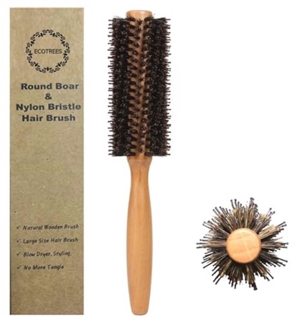 Ronde Borstel van Varkenshaar en Nylon voor Föhn en Stylings