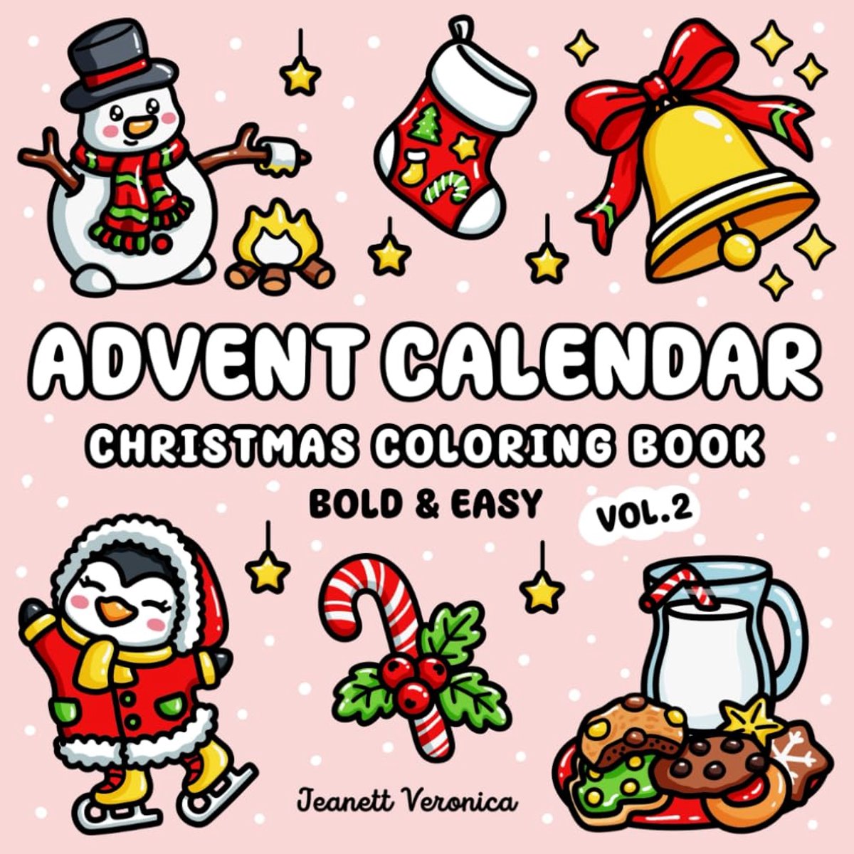 Famanu – Adventskalender kleurboek met 25 eenvoudige ontwerpen voor een ontspannen dagelijkse aftelling, inclusief bonuspagina's, leuk voor volwassenen en kinderen