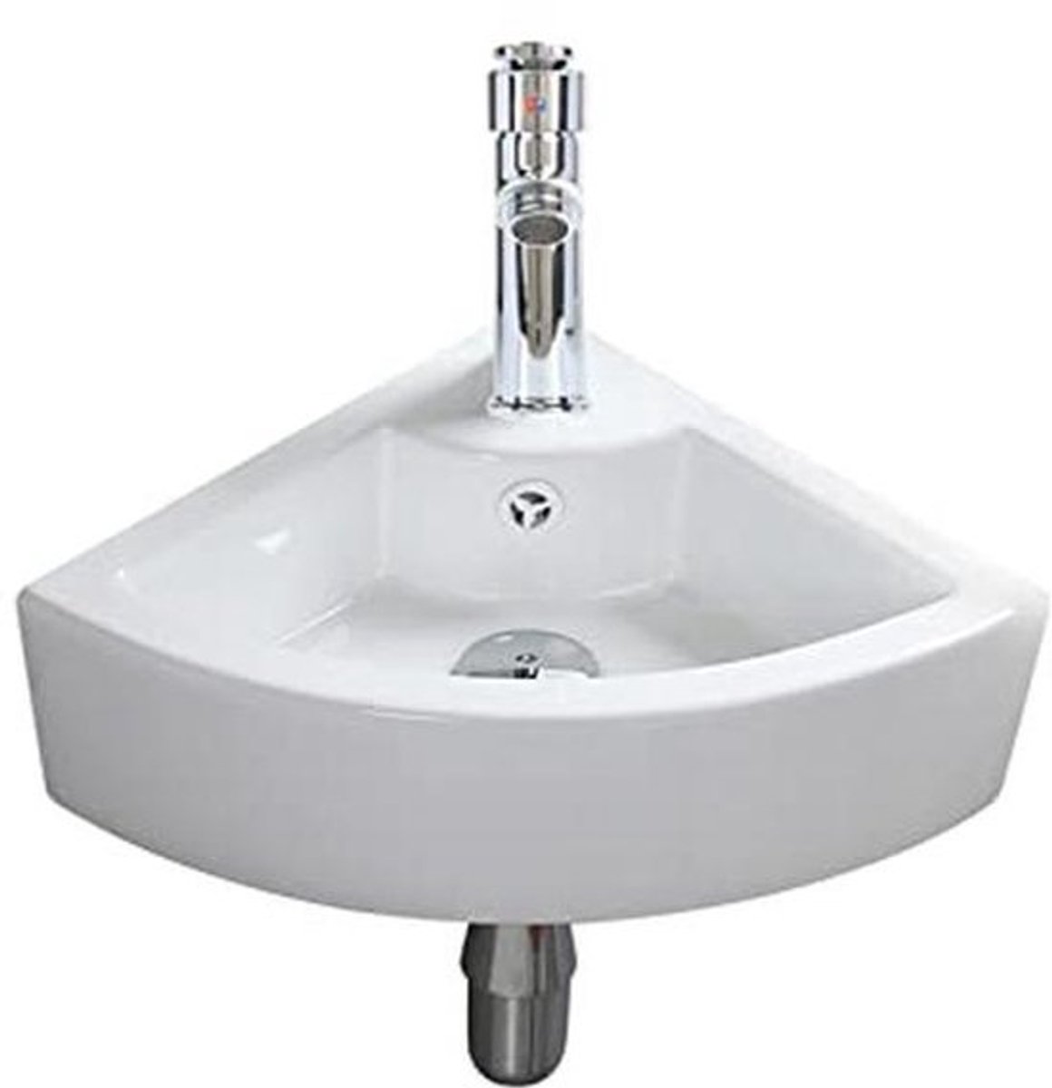 Compacte Keramische Hoek Wastafel voor Badkamer en Toilet - Glanzend Wit Modern Ontwerp