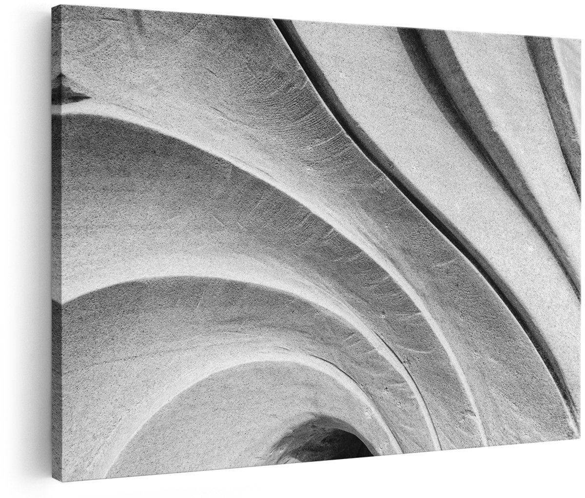 Artaza Canvas Schilderij Abstracte Kunst Gestreepte Stenen in het Grijs - 150x100 cm - Groot - Foto Op Canvas - Wanddecoratie