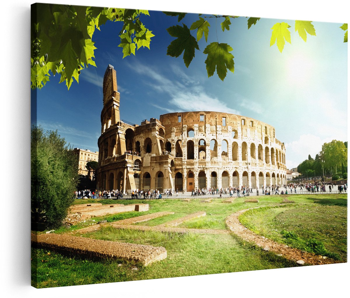 Artaza Canvas Schilderij Colosseum in Rome, Italië - 150x100 cm - Groot - Foto Op Canvas - Wanddecoratie Woonkamer