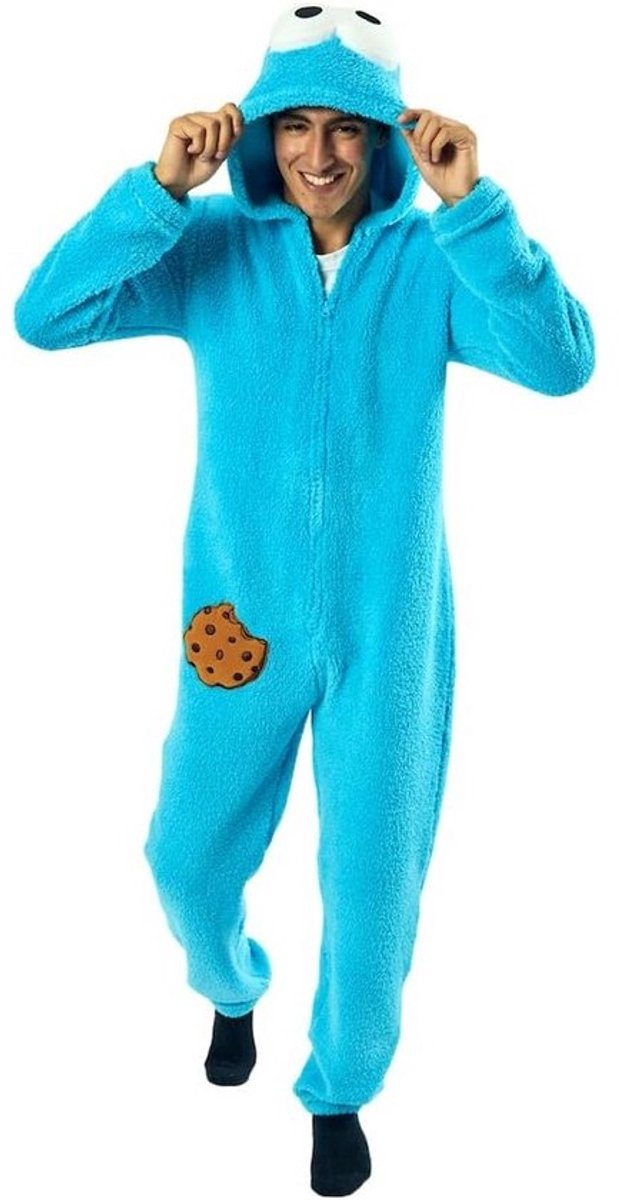 Kruip in de huid van Koekiemonster - Onesie voor Heren en Dames - Comfortabele Pyjama met Capuchon