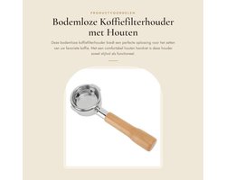 Bodemloze koffiefilterhouder van 58 mm houten handvat - corrosiebestendig - enkele laag - voor kantoor - beukenhout .