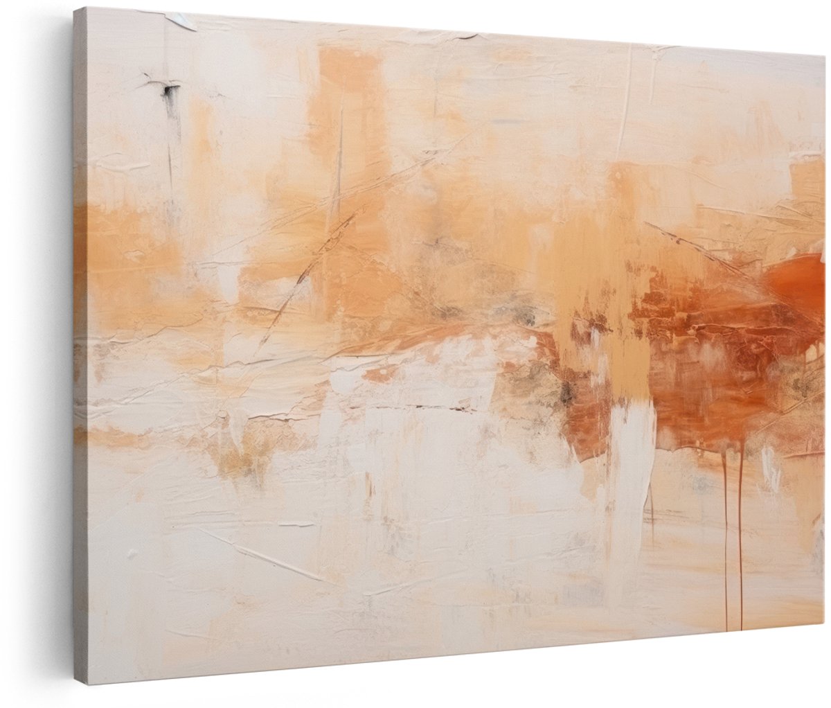 Artaza Canvas Schilderij Abstract - 180x120 cm - Groot - Wanddecoratie Modern - Muurdecoratie Aardetinten - Schilderijen Op Canvas Woonkamer - Terracotta